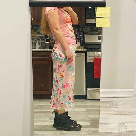 Anthro Italian BELLA VALENTINA Silk Diagonal Slim fit Midi Slip Skirt - Picture 7 of 16